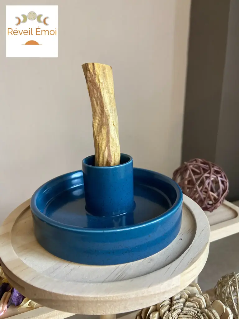 Porte Encens Céramique Bleu pour Palo Santo