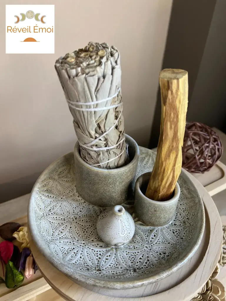 Porte Encens/Palo Santo/Sauge Céramique Beige 