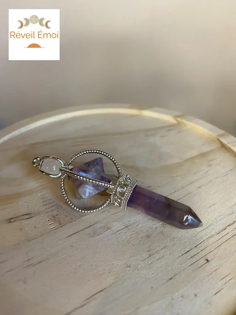 [PDFE-AM] Pendule Amethyste Merkaba 6 faces