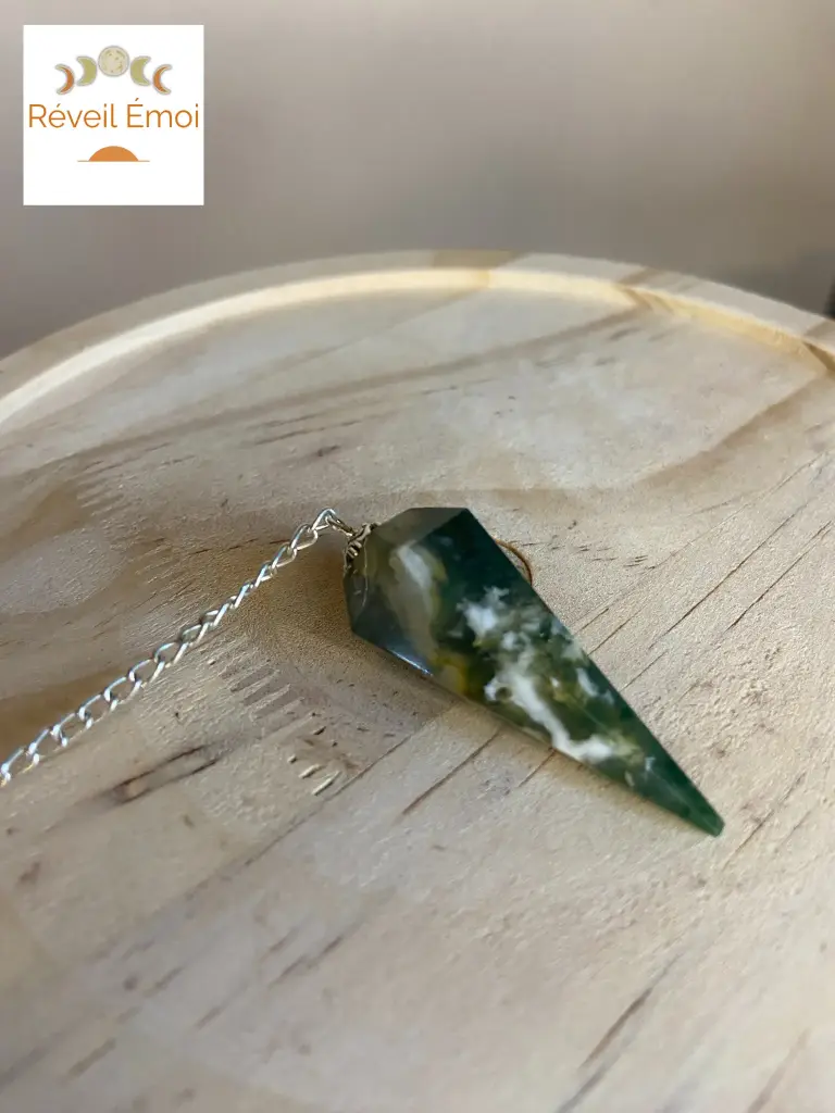 [PDF-A16] Pendule Agate Indienne Conique 6 faces