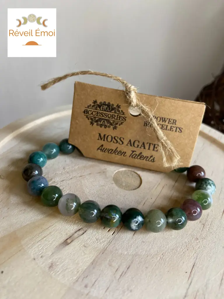 Bracelet de puissance Agate Mousse - Révèle tes talents