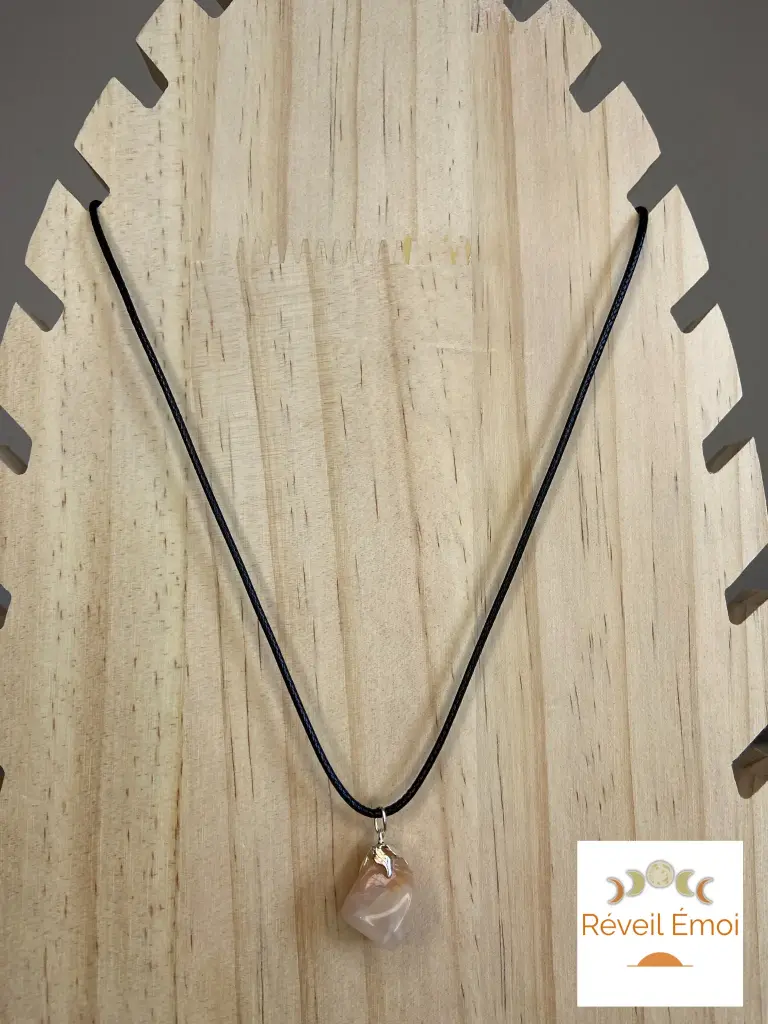 [PEN-PLCC] Pendentif gemme Pierre de Lune cordon ciré