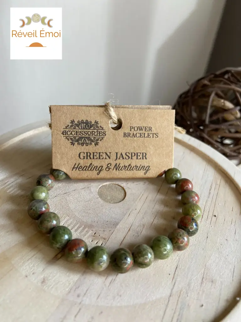 Bracelet de puissance Jaspe vert - Guérison et Bienveillance