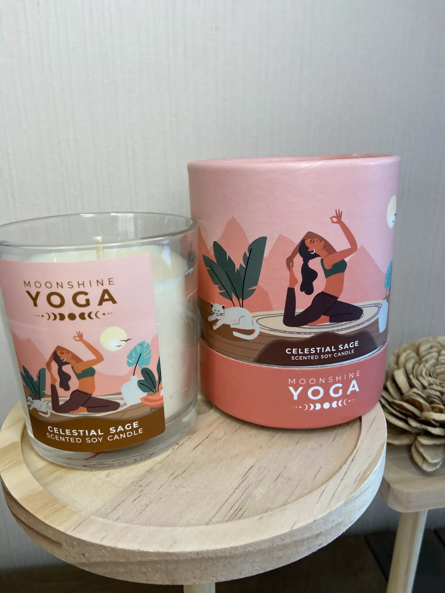 Bougie en cire de soja Moonshine Yoga Sauge Céleste