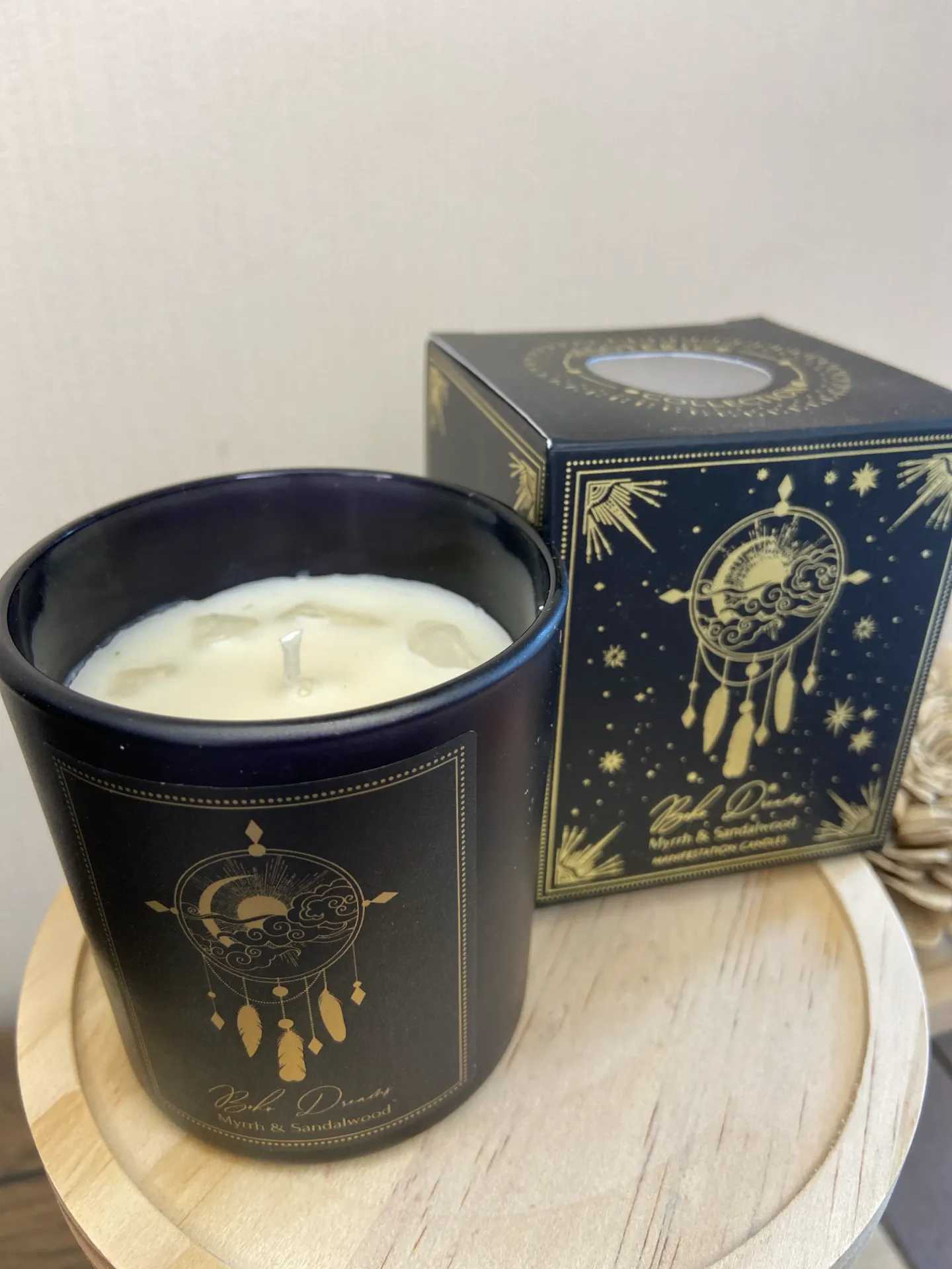Bougie d'intention Boho Dreams en verre