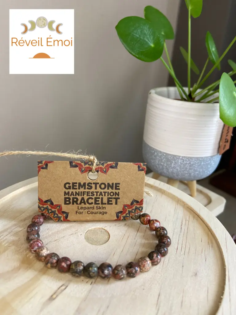 Bracelet de Manifestation- Peau de Léopard-Courage