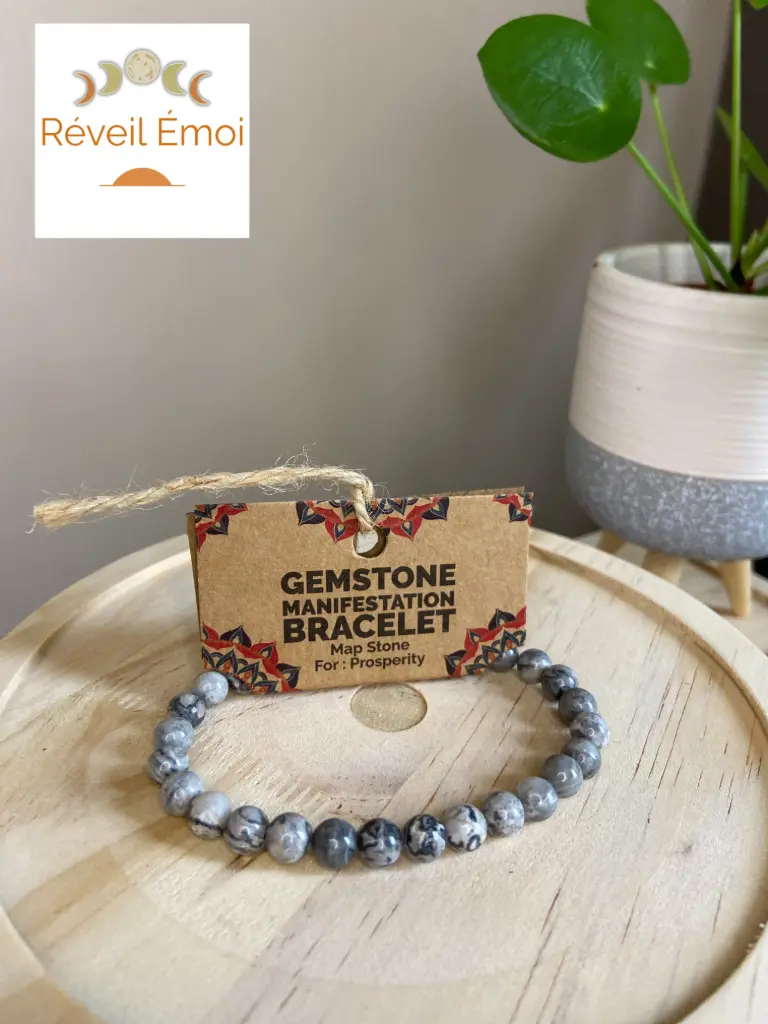 [MANB-07] Bracelet de Manifestation - Jaspe Map - Prospérité