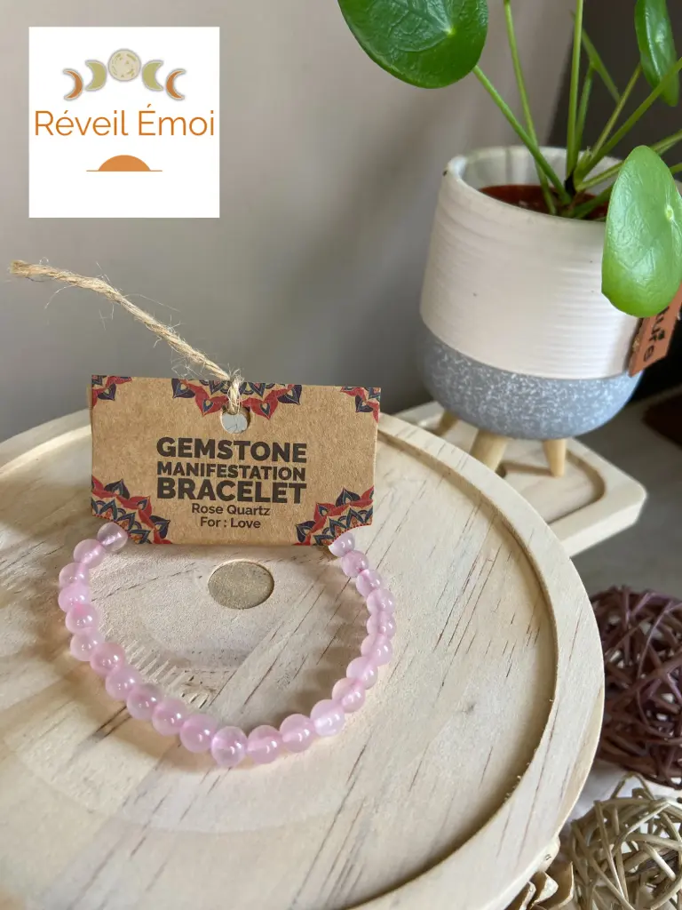[MANB-01] Bracelet de Manifestation - Quartz Rose - Amour