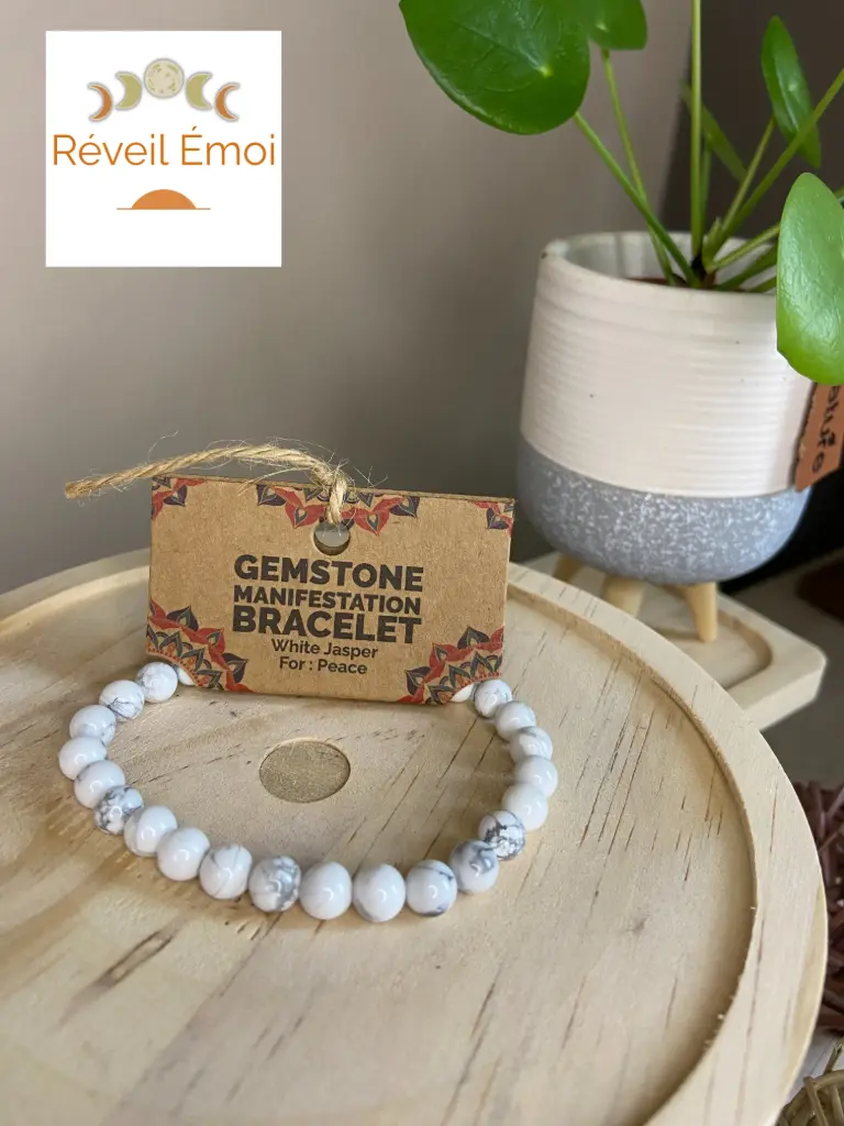 Bracelet de Manifestation - Jaspe Blanc - Paix