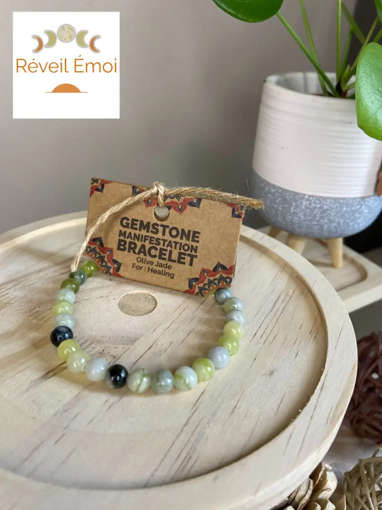 Bracelet de Manifestation - Jade Olive - Guérison