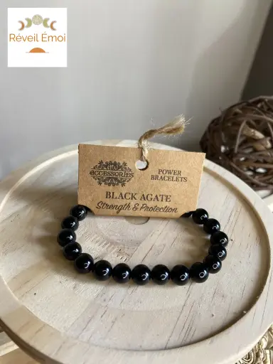 [AWPS-04] Bracelet de puissance Agate Noire - Force et Protection